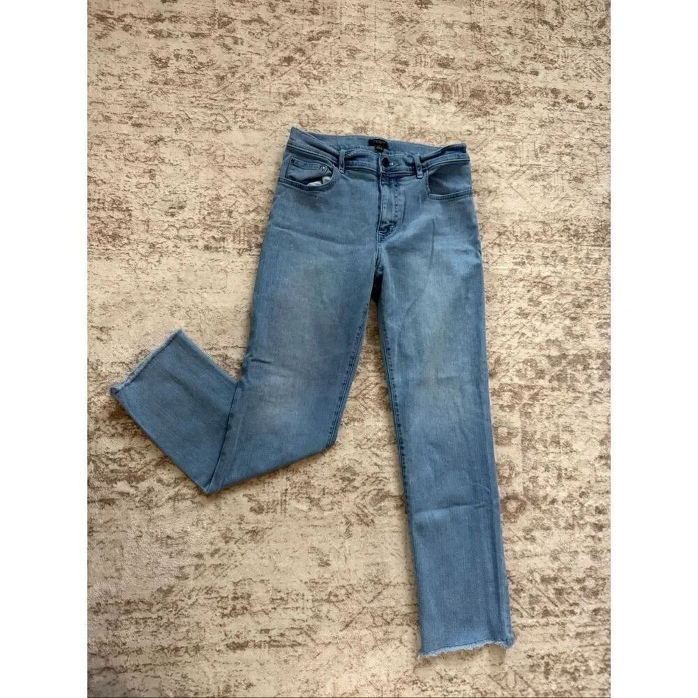 Ann Taylor Women's Zip Fly Mid-rise Raw Hem Cropped Denim Jeans Blue Size 0